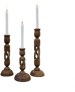 Polished Wooden Candle Stand, Shape : Round