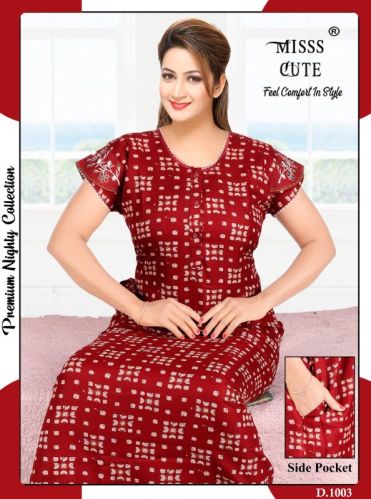 Alpine Printed Nighty, Design : Plain