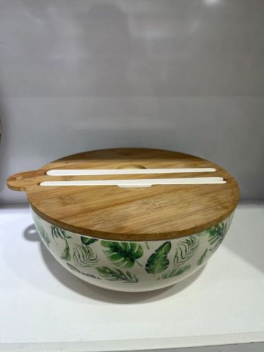 Bamboo Fibre Serving Bowl With Lid, Packaging Type : Carton Box