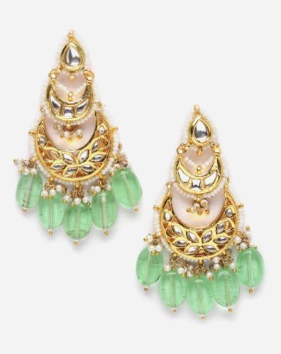 DUGRISTYLE Plain Gold Plated ALLOY Raasta Drop Earring, DGED23031, Size (Inches) : FREE SIZE