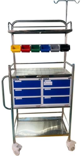 Unisearch Color Coated Stainless-steel Hospital Crash Cart