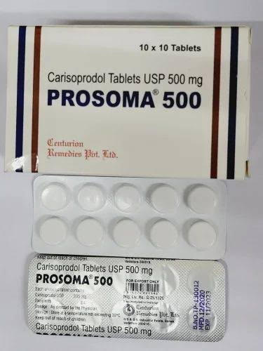 Prosoma-500 Carisoprodol Tablets, Packaging Type : Strips