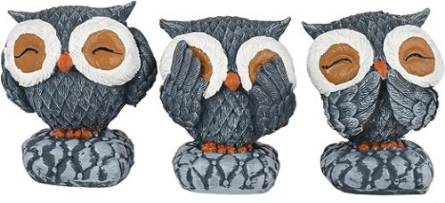 Antique Finish Set Of 3 Owl Showpiece