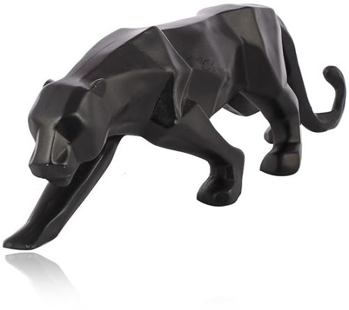 Polished Resin Black Panther Decorative Showpiece For Office