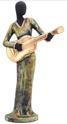 Handpainted Human Playing Musical Statue Showpiece For Interior Decor, Office, Home, Gifting