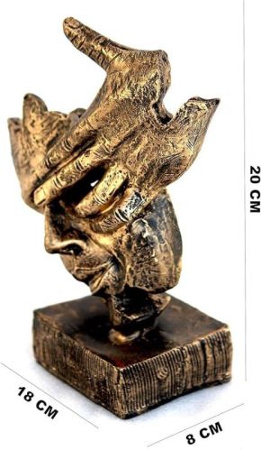 Resin Handcrafted Human Face Design With Hand On Eye Decorative Showpiece