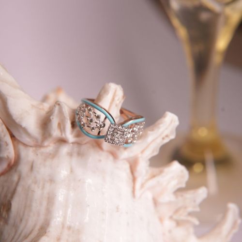 Blue Enamel Diamond Ring, Gender : Female