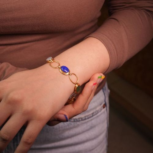 Interlocking Circle Gold Bracelet, Gender : Female