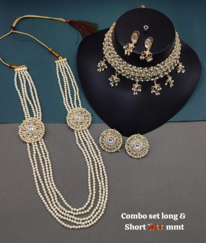 White Gold Plated Beads Necklace For Jewelry