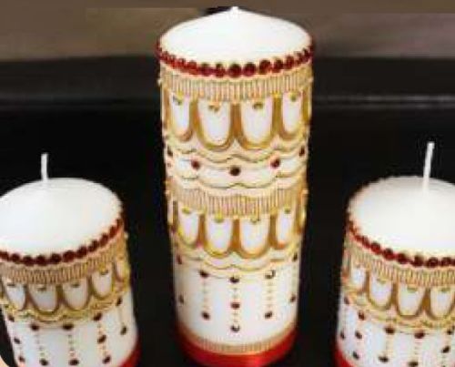 Art Work Pillar Candle For Decoration, Gifting