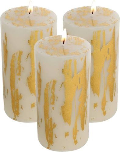 Gold Foil Pillar Candle For Decoration