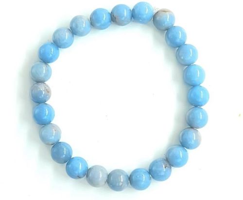 Blue Angelite Gemstone Bracelet, Shape : Round