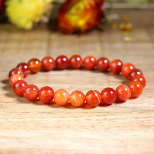 Carnelian Gemstone Bracelets, Shape : Round