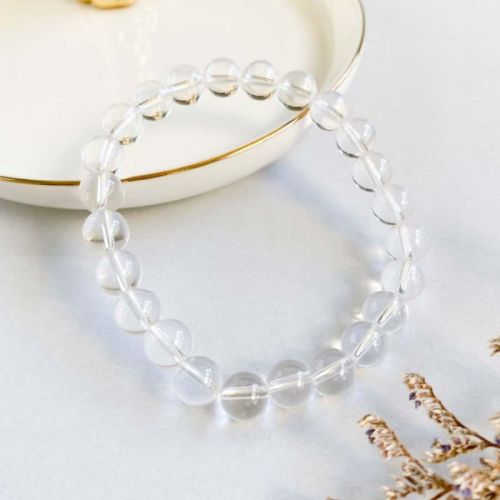 Clear Quarts Gemstone Bracelets, Shape : Round