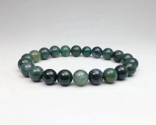 Polished Moss Agate Gemstone Bracelets, Shape : Round