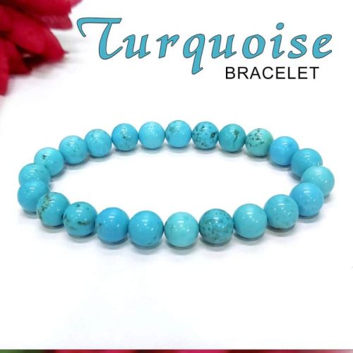 Turquoise Gemstone Bracelets, Shape : Round