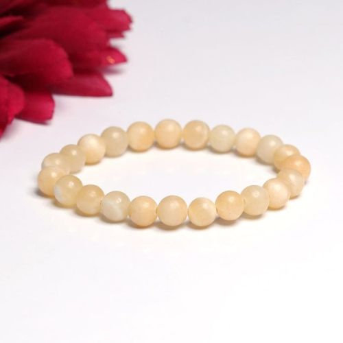 Polished Yellow Calsite Gemstone Bracelets, Shape : Round