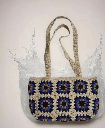 Granny Square Crochet Bag, Closure Type : Zipper