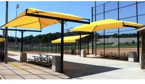 Plain Yellow Tensile Structure, Cover Material : PVC Coated Fabric