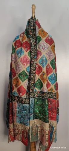 Ladies Multicolor Woolen Kalamkari Stole, Packaging Type : Plastic Packet