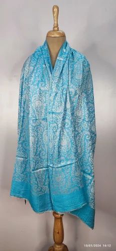 Ladies Sky Blue Printed Modal Shawl, Packaging Type : Plastic Packet