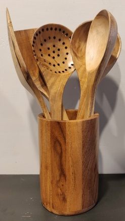 Wooden Cutlery Holder, Shape : Round