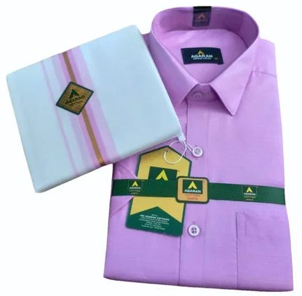 Mens Pink Cotton Shirt Dhoti Set, Occasion (Style Type) : Casual Wear