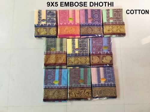9 X 5 Embossed Cotton Dhoti, Gender : Male