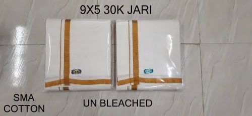 9 X 5 M Unbleached Zari Dhoti
