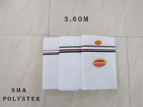 SMA ADMK Border Polyester Dhoti, Color : White