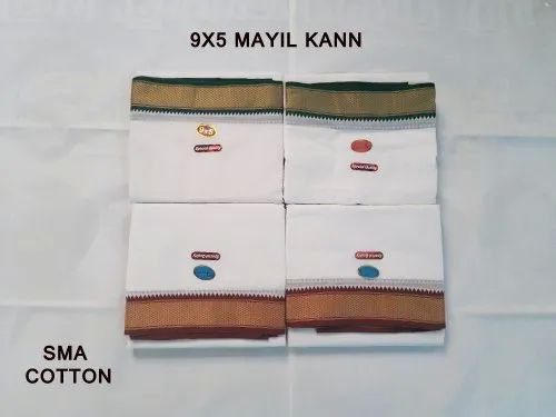 Cotton 9 X 5 Mayilkan Dhoti For Casual Wear