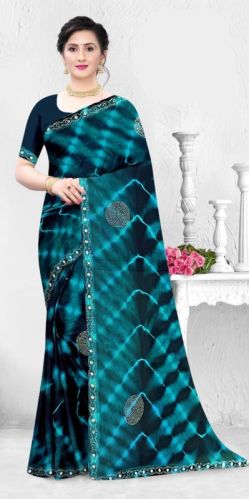 Trending Georgette Diamond Work Saree
