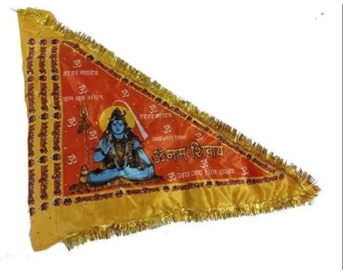 Printed Polyester Lord Shiva Religious Flag, Color : Multicolor 25 Cm X 50 Cm For Religion Place