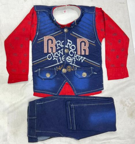 Kids Blue Denim Baba Suit, Age : 3-5years