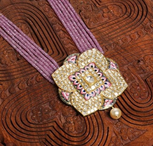 Kanistha Jewellers Gold Kundan Polki Pendant For Wedding