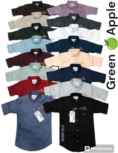 Green Apple Cotton Kids Plain Shirts, Gender : Boys