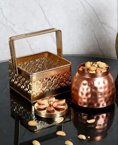 Iron Metal Basket Jar Set For Home, Gifting
