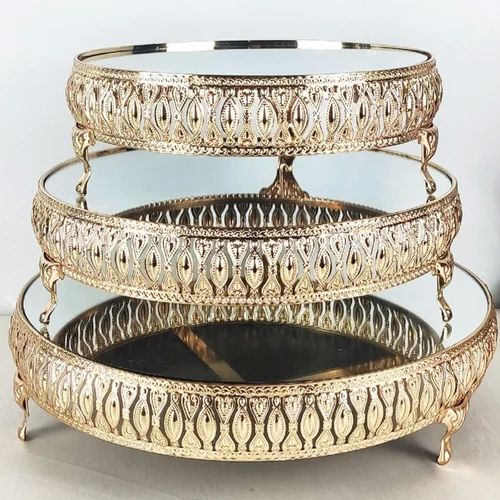Mirror Top Metal Cake Stand For Gifting, Wedding