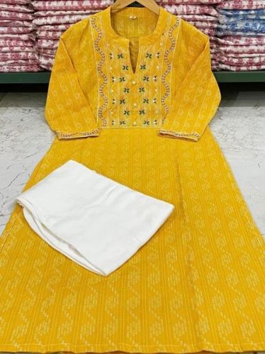 Ladies Cotton Kurti With Pants