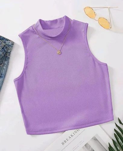 SBR Plain Rib Ladies Tank Top, Color : Multicolor