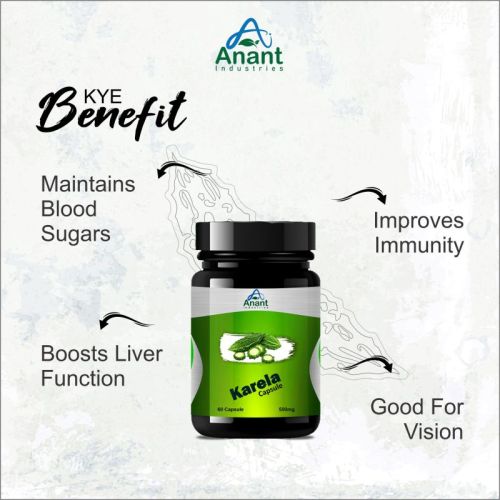 Anant Karela Capsules, Color : Green, Grade Standard : Herbal Grade