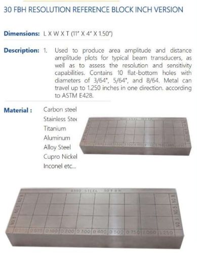 30 FBH RESOLUTION REFERENCE BLOCK INCH VERSION
