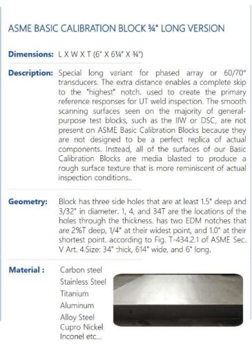 Asme Basic Calibration Block 19.05mm Long Version