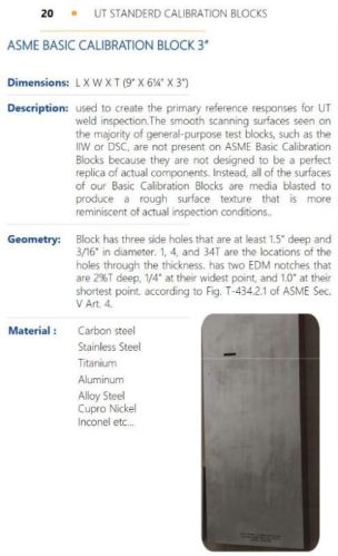 Asme Basic Calibration Block 3inch