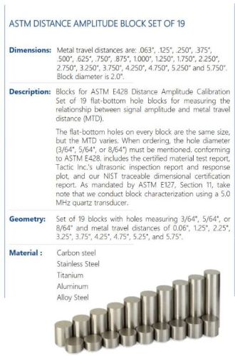 ASTM Distance Amplitude Block Set Of 19