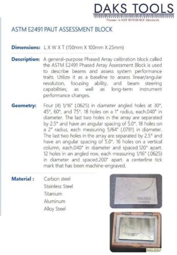 ASTM E2491 Paut Assessment Block