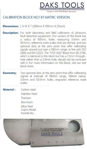 Calibration Block No.1 K1 Matric Version.