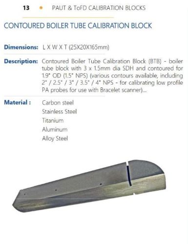 Contoured Boiler Tube Calibration Block