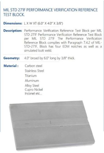 Mil Std 271f Performance Verification Reference Test Block.