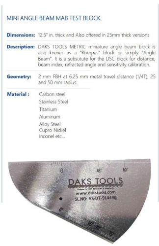 Mini Angle Beam Mab Test Block